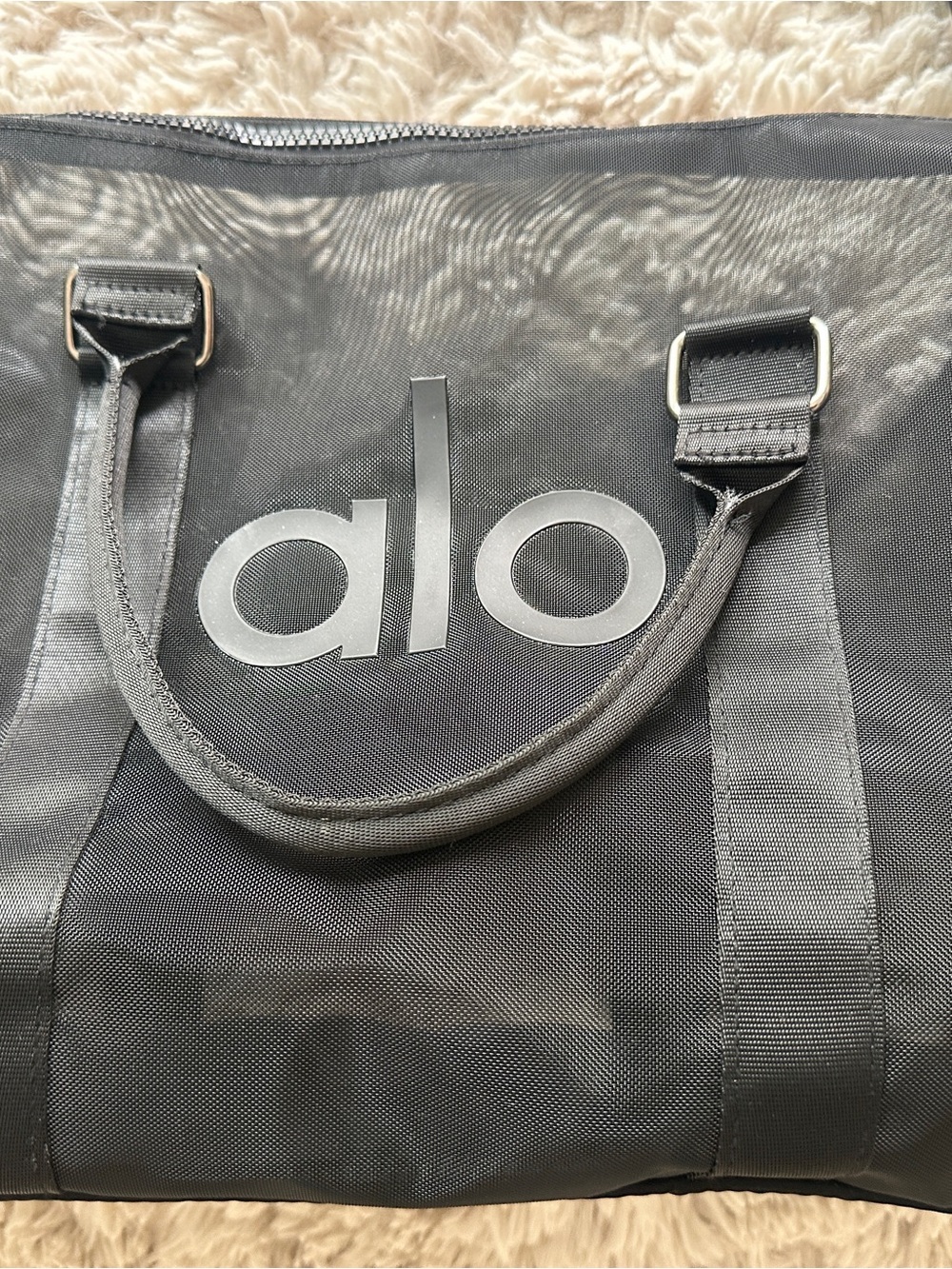 ALO Yoga Black Mesh Duffel with Shoulder Strap - Picture 5 of 9